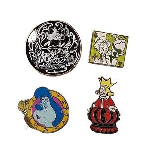 Disney Collectible Pins J-2 ALICE IN WONDERLAND Theme Park Set Lot of‎ 4